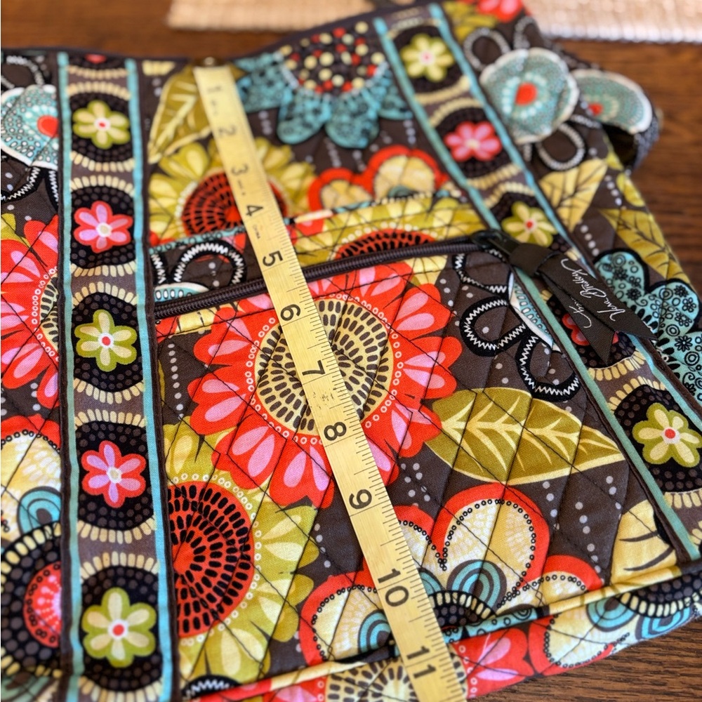Vera Bradley Quilted Floral Crossbody in Brown, Red, Lime & Aqua